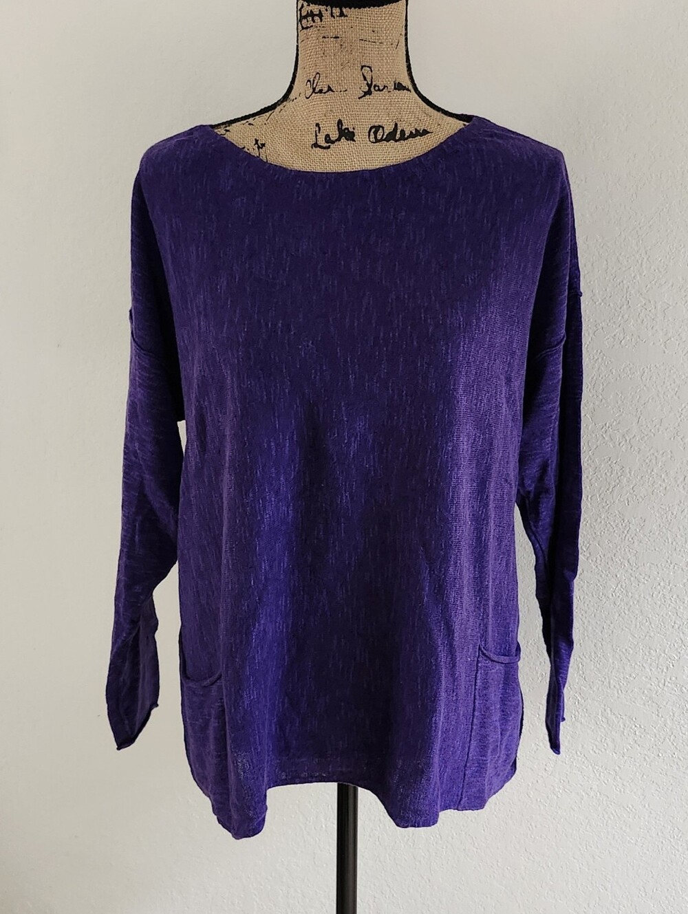 Eileen Fisher Organic Cotton Linen Mix Lightweight Knit Top Sz 1X